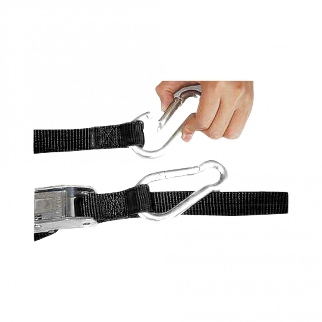 BOOSTER TIE DOWN SET upevňovací popruhy na motorku s karabinou barva černá (BOOST)
